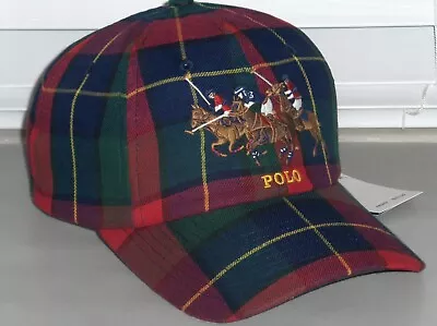 POLO RALPH LAUREN Men's Flannel Plaid Match Triple Pony Player Baseball Cap Hat • $94.95