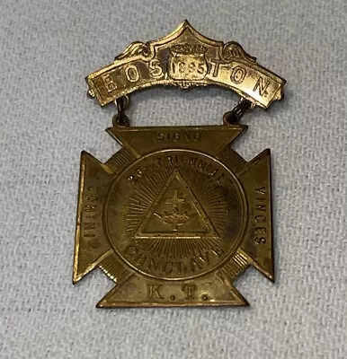 Antique 1895 Knights Templar Boston 26th Triennial Conclave Masonic Medal Pin • $14