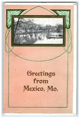 1910 Greetings From Exterior River Lake Mexico Missouri Vintage Antique Postcard • $14.98