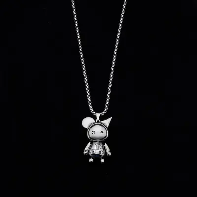 Unisex Chain Silver Little Monster Long Chain Pendant Necklace • $9.99