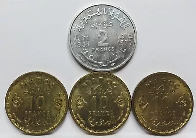 MOROCCO Cherifien France Lot 4 Coins 2 10 Francs 1951 1370 & 1371 UNC #E75 • $25