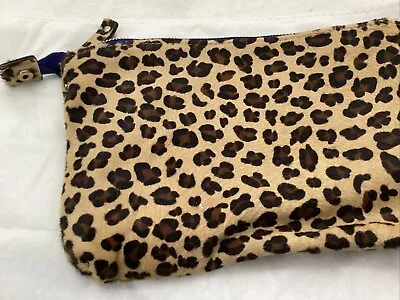 Zara Leopard Cowhide Fur Studded Leather Card Phone Purse Mini Clutch Bag BNWOT • £14
