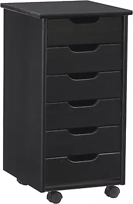 Six Drawer Rolling Storage Corinne Cart Black 6 • $110.99