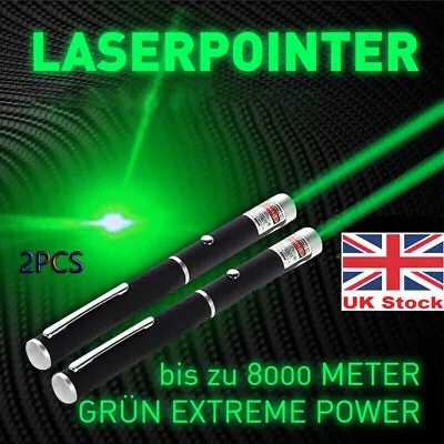 2X50miles Laser Green Pen Pointer  Powerful Lazer Professional Beam Pet Dog Cat • £4.99