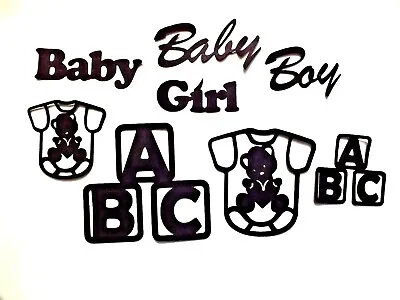 16 BABY TEDDY VEST LETTER BLOCKS NAMES WORDS  BABY BOY GIRL 160gsm Card Stock • £1.99