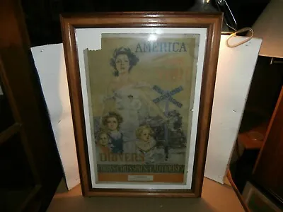 Vintage Railroad SIgn  Cardboard Framed 1936 Original Association Of American • $229.99
