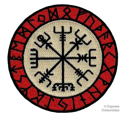 VIKING COMPASS PATCH Vegvisir IRON-ON EMBROIDERED ICELANDIC NORSE RUNE - FANCY • $5.99