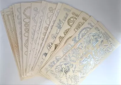 Gold & Silver Outline Stickers / Peel Offs - Wedding Hearts Flowers Frames Etc • £0.99