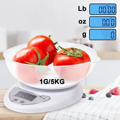 5kg LCD Digital Scales Kitchen Electronic Cooking Food Bowl Scale Measuring Tool • £8.79