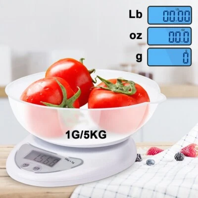5kg LCD Digital Scales Kitchen Electronic Cooking Food Bowl Scale Measuring Tool • £8.79
