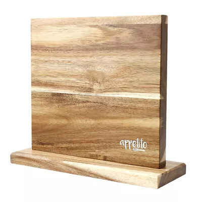 Appetito Double Sided Magnetic 12 Knife Storage Block/Holder/Rack Acacia Wood • $57