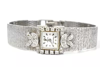 Vintage 18K White Gold Ladies Diamond Rolex WORKING On 14K White Gold Band • $3450