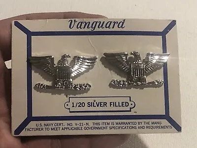 Vietnam Era US Army Colonel Silver Eagle Insignia Military Pins Pair Vanguard • $24.90