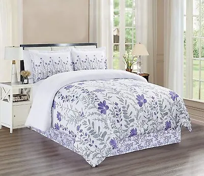 4-Piece Queen Size Fine Printed Comforter Set Reversible Soft Down Alternative B • $69.31