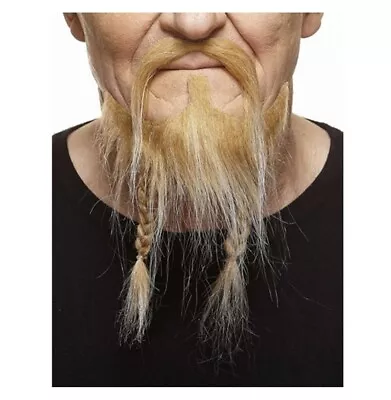 Blonde/White Mustache Braided Beard Set 3M Viking Self Adhesive Facial Hair Mens • $14.95