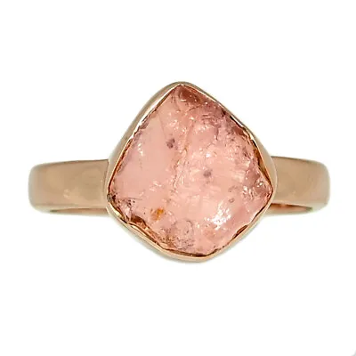 18K Gold Vermeil Natural Morganite Rough - Madagascar Ring Jewelry S.8 CR36406 • $14.99