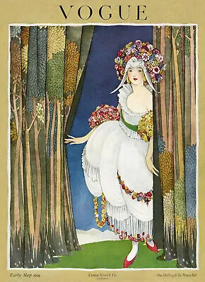 Vintage Vogue Fashion Cover Seasons Flowers Dress (1919) - 17  X 22  Art Print • $79.99