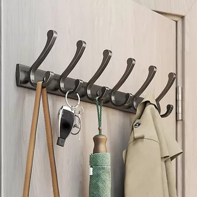 Coat Rack Wall Mounted Aluminum Black Clothes Hanger Key Coat Hooks Wall Door • £4.98