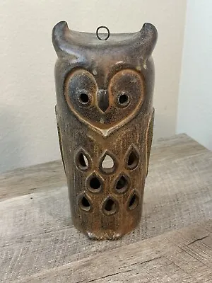 Owl Pottery Candle Holder 8.25” Brown Mid Century Modern Votive Tea Lite  • $32.20