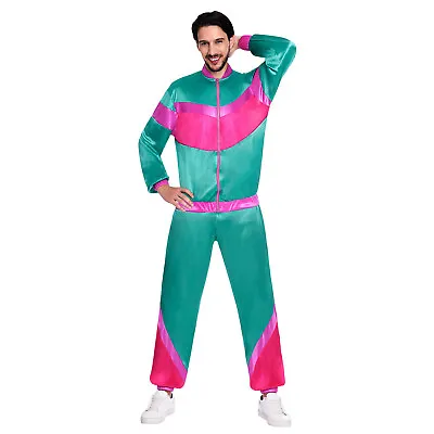 Adults Jogging Shell Suit Fancy Dress Runner Costume 80s 90s Mens Tracksuit • £19.99