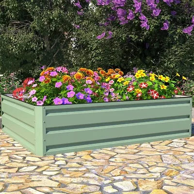 £7.50 • Buy Garden Metal Raised Vegetable Planter Outdoor Flower Trough Herb Grow Bed- XL