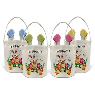 Personalised Easter Egg Basket Bucket Treat Chocolate Bunny Rabbit Gift D1 • £12.49