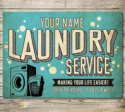 £5.70 • Buy Personalised Laundry Washing Sign Metal Wall Door Signage Mum Utility Tin Plaque