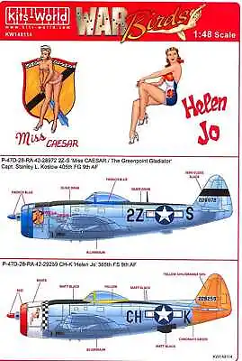 Kits World Decals 1/48 REPUBLIC P-47D THUNDERBOLT Miss Caesar & Helen Jo • $12.99