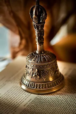 Tibetan Pure Handmade 7 Metals Bell For Meditation Yoga And Craving • $71.99