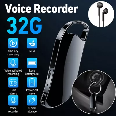 360 Hr Spy Mini MP3 Digital Voice Activated Recorder 32GB Audio Recording Device • $38.88