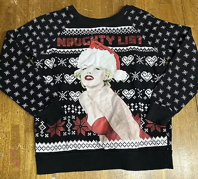 Women's Marilyn Monroe Christmas Naughty List Long Sleeve Shirt Sweatshirt Small • $12