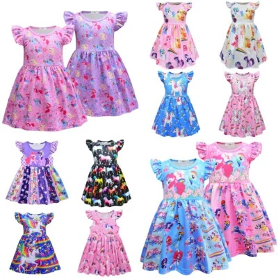 $19.99 • Buy Toddler Girls Unicorn My Little Pony Princess Dress Kids Casual Fancy Dress