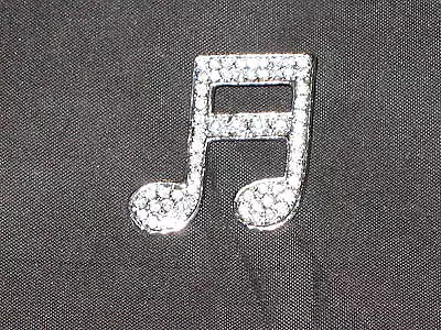 Music Note Beamed Clear Rhinestone Jewelry Pin Brooch Silvertone NEW! • $9.95