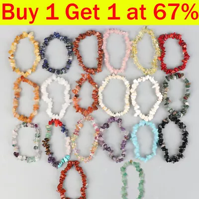 Crystal Gemstone Bracelet Bead Chakra Natural Stone Stretch Reiki Jewellery Gift • £3.48