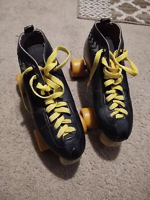 SP204 Hard Candy Roller Skates Pacer By Labeda Sz 9 Black & Yellow *Vintage* • $50