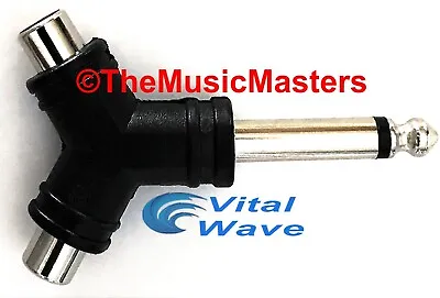 1/4  Male Mono Plug To Dual RCA Jacks (F) Premium Audio Cable Cord Adapter VWLTW • $7.49