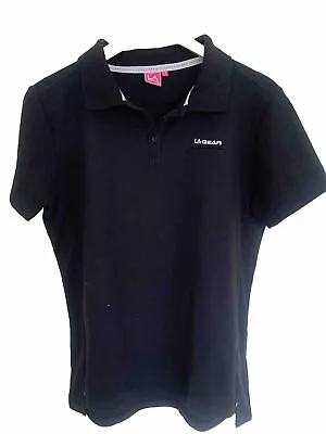 LA Gear Black Ladies Polo Shirt Size 18 • £2