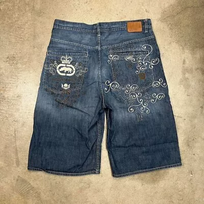 Vintage Y2K Ecko Unltd. Jorts Baggy Fit Denim Shorts Embroidered Size 36 • $60