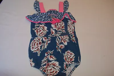 Matilda Jane Baby Girl Size 6-12 Months Sand And Sun Romper Blue Pink Floral • $18