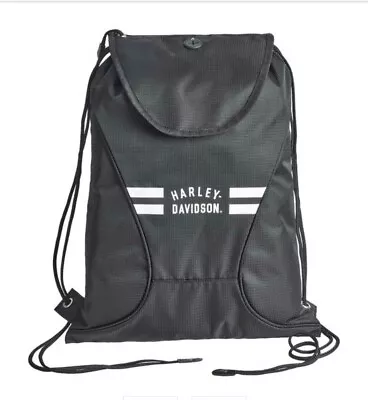 Harley Davidson Sling Backpack Sport Cloth Drawstring Bag Off White/Black 99667 • $25.95