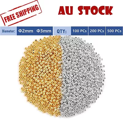 UP 500x 2/3mm Crimp Beads Sivler Gold Crimps Round Hole Cover Jewelry Finding AU • $3.25