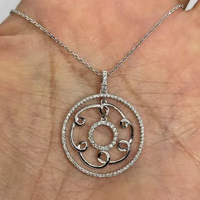 1Ct Round Real Moissanite Circle Of Love Pendant 14K White Gold Plated 18' Chain • $147.59