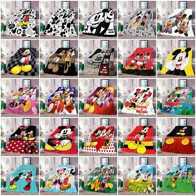 3D Mickey Mouse Minnie Fleece Blanket Throw Cartoon Sofa Bedspread Flannel Rug • £16.90