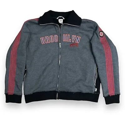 Blue Marlin Men's Brooklyn Grey Full Zip Up Jacket XL Red Stripes Patch • $49.99