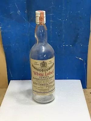 Vintage 1960s White Label DEWAR’s Scotch Whiskey BOTTLE Empty Brooklyn Navy Yard • $18