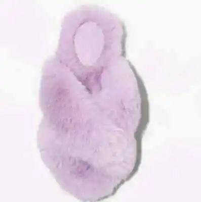 Cat & Jack Slippers Girl S Or M Slip On Purple Faux Fur Brooklyn Crossband A5012 • $10.95