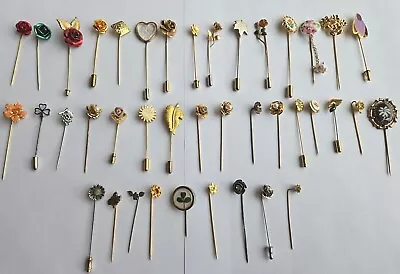 Vintage Lot Of 40 Gold Tone Silver Tone Enamel Stone Flower Stick Pins • $11.11
