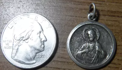 Our Lady Of Mt Carmel Sacred Heart Of Jesus Catholic Scapular Medal Vintage • $19.99