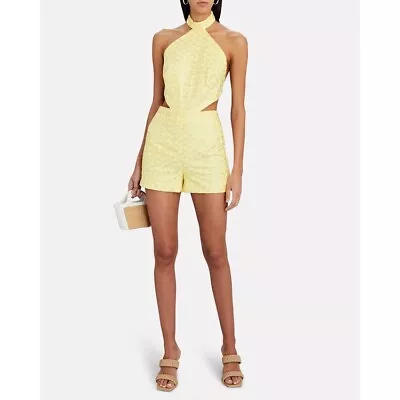 STAUD Renee Floral Romper Halter Tie Back Yellow Embroidered Sz 6 NWT • $175