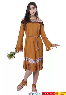 Classic Pocahontas Indian Maiden Dress Up Woman Wild West Western Costume • $56.45
